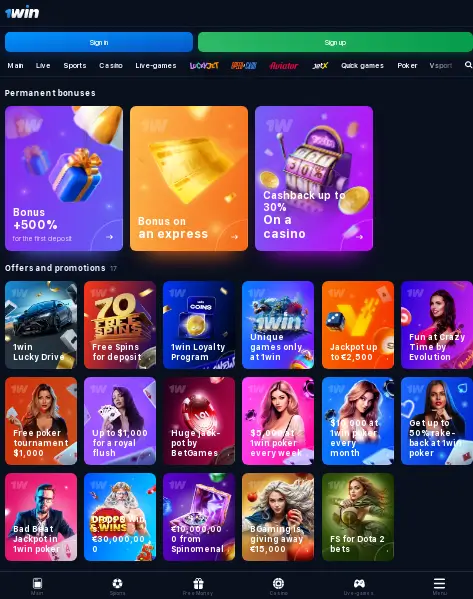 Bonuses in 1win App Bonuses in 1win App